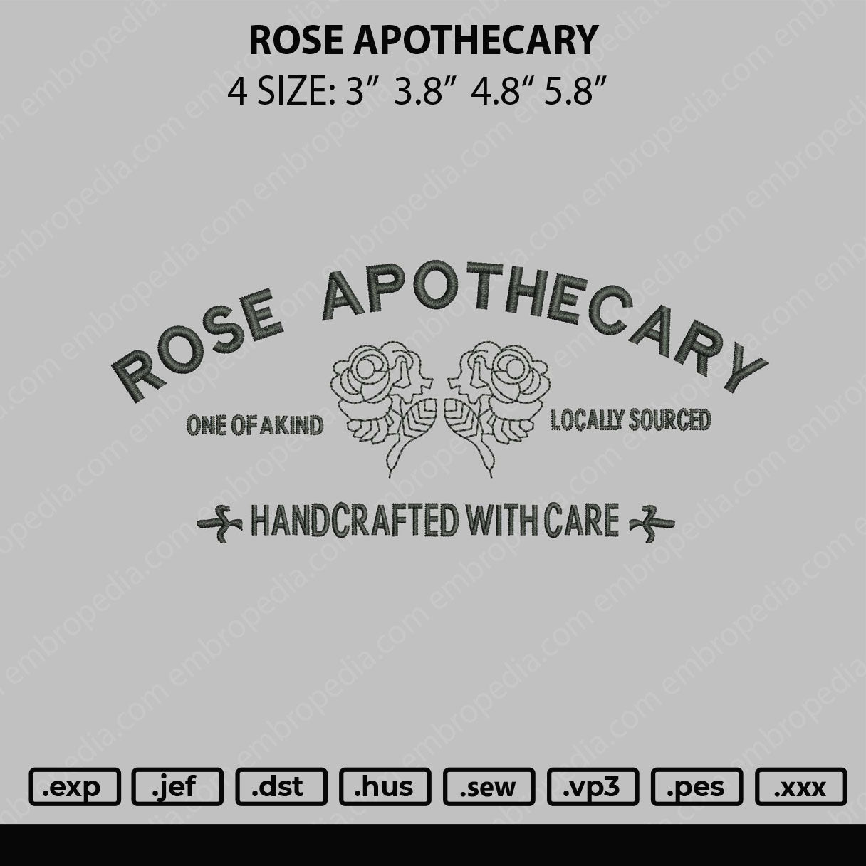 Rose Apothecery Embroidery File 4 size