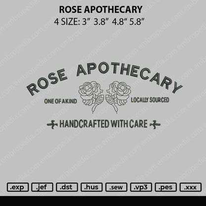 Rose Apothecery Embroidery File 4 size