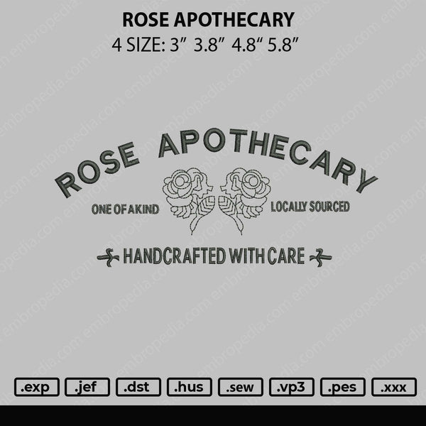 Rose Apothecery Embroidery File 4 size
