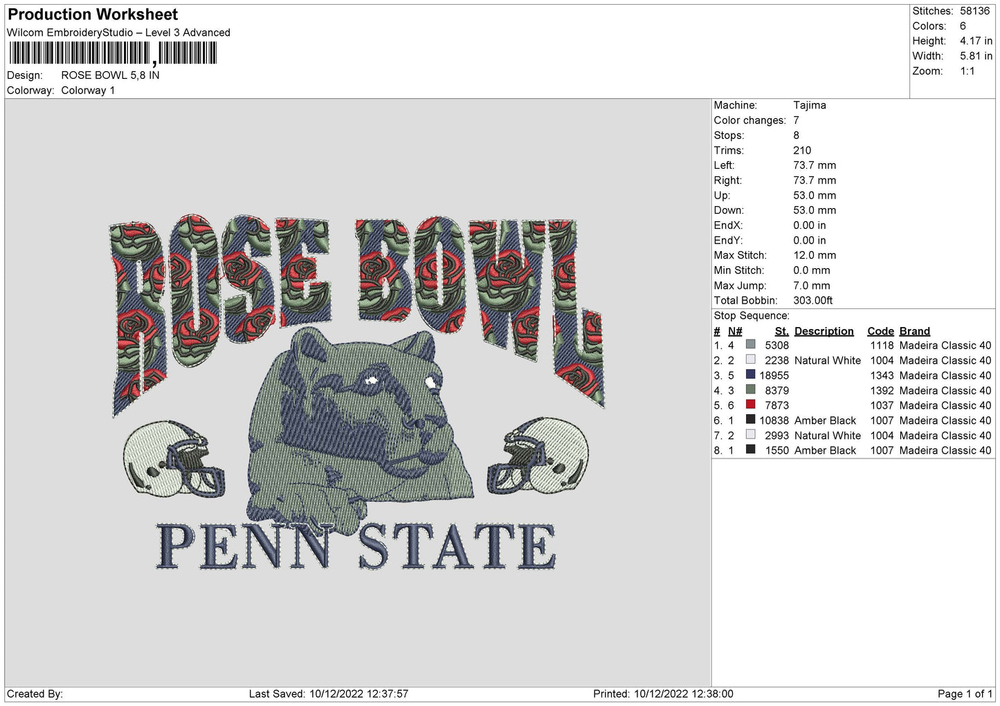 Rose Bowl Embroidery File 6 sizes