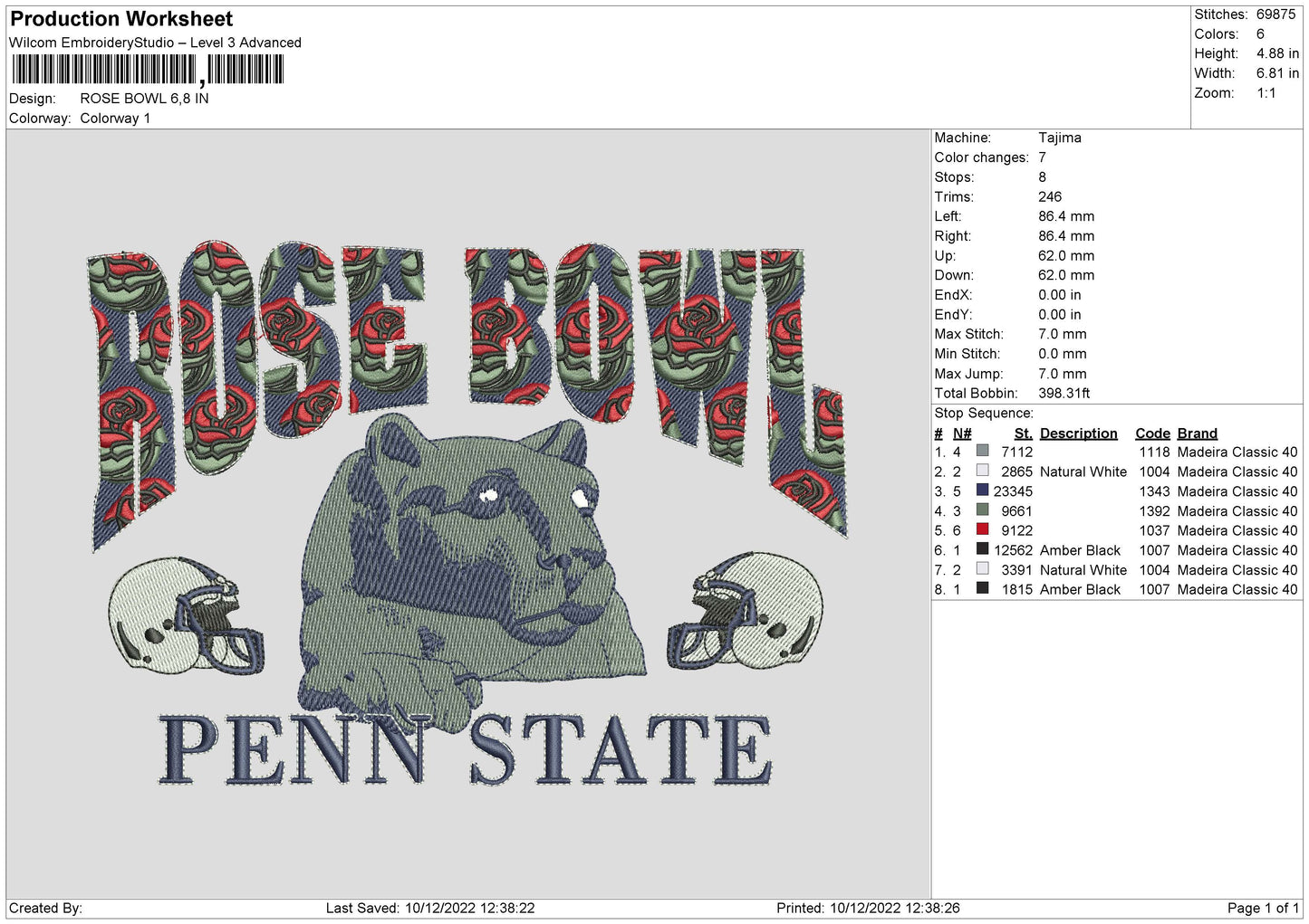 Rose Bowl Embroidery File 6 sizes