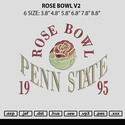 Rose Bowl V2 Embroidery File 6 sizes
