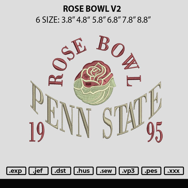 Rose Bowl V2 Embroidery File 6 sizes