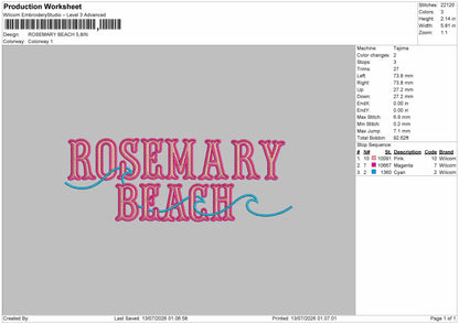 Rosemarytext Embroidery Machine Design File 6 sizes