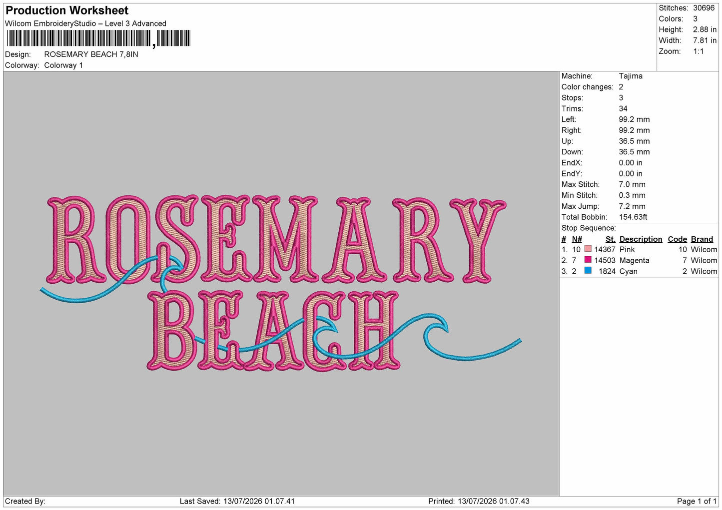 Rosemarytext Embroidery Machine Design File 6 sizes