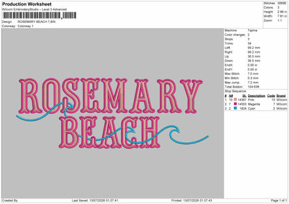 Rosemarytext Embroidery Machine Design File 6 sizes