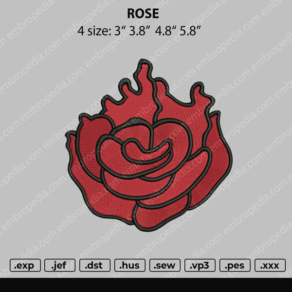 Rose Embroidery File 4 size