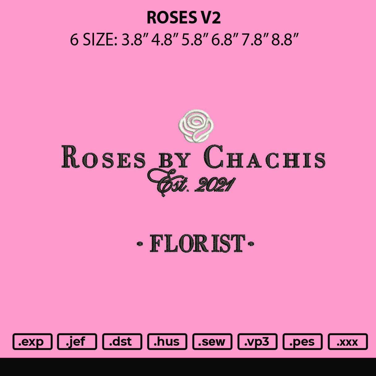 Roses V2 Embroidery File 6 sizes