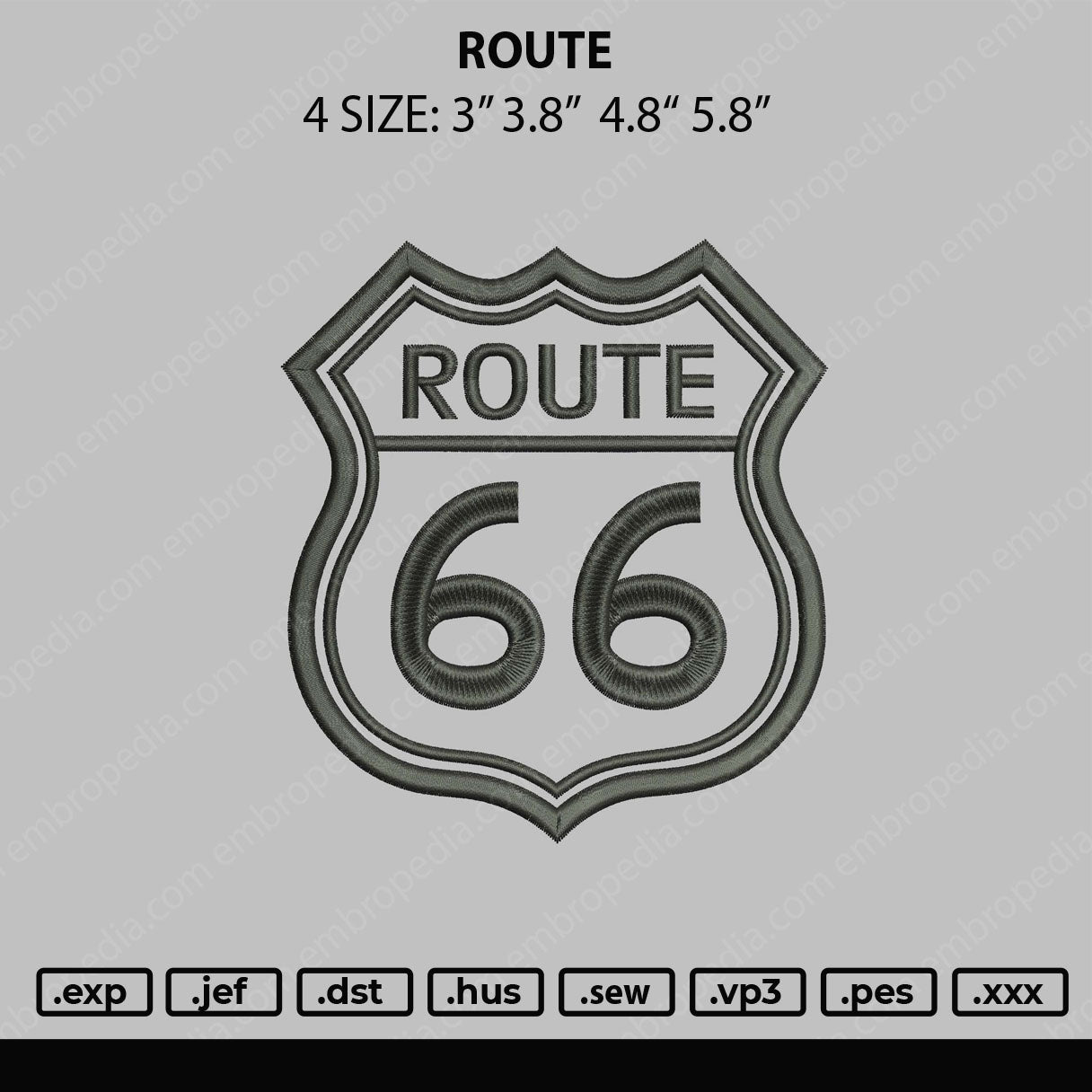 Route Embroidery File 4 size