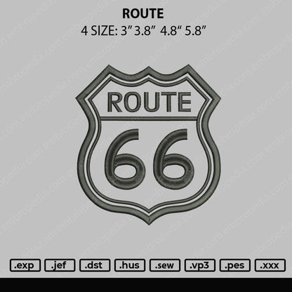Route Embroidery File 4 size