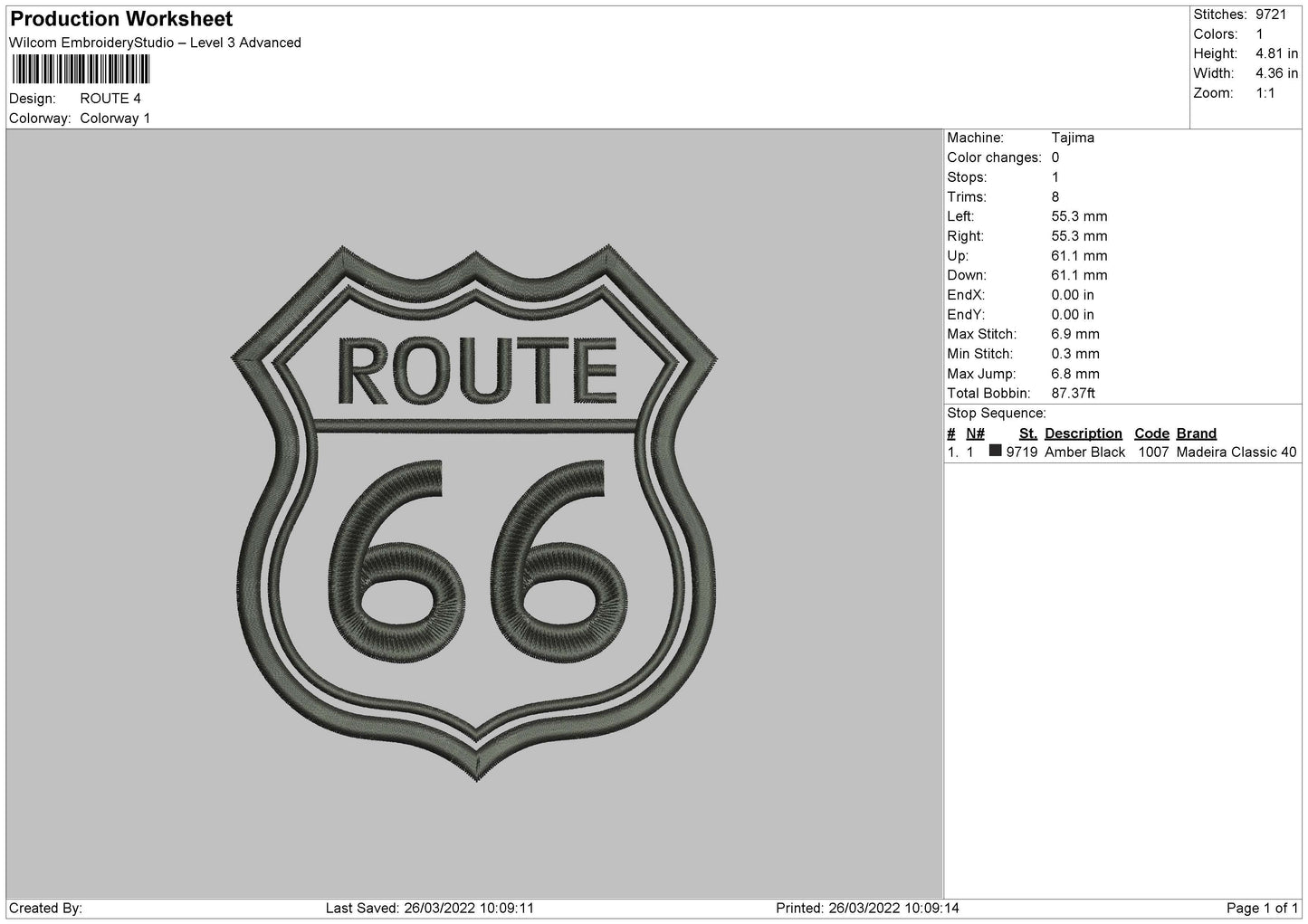 Route Embroidery File 4 size