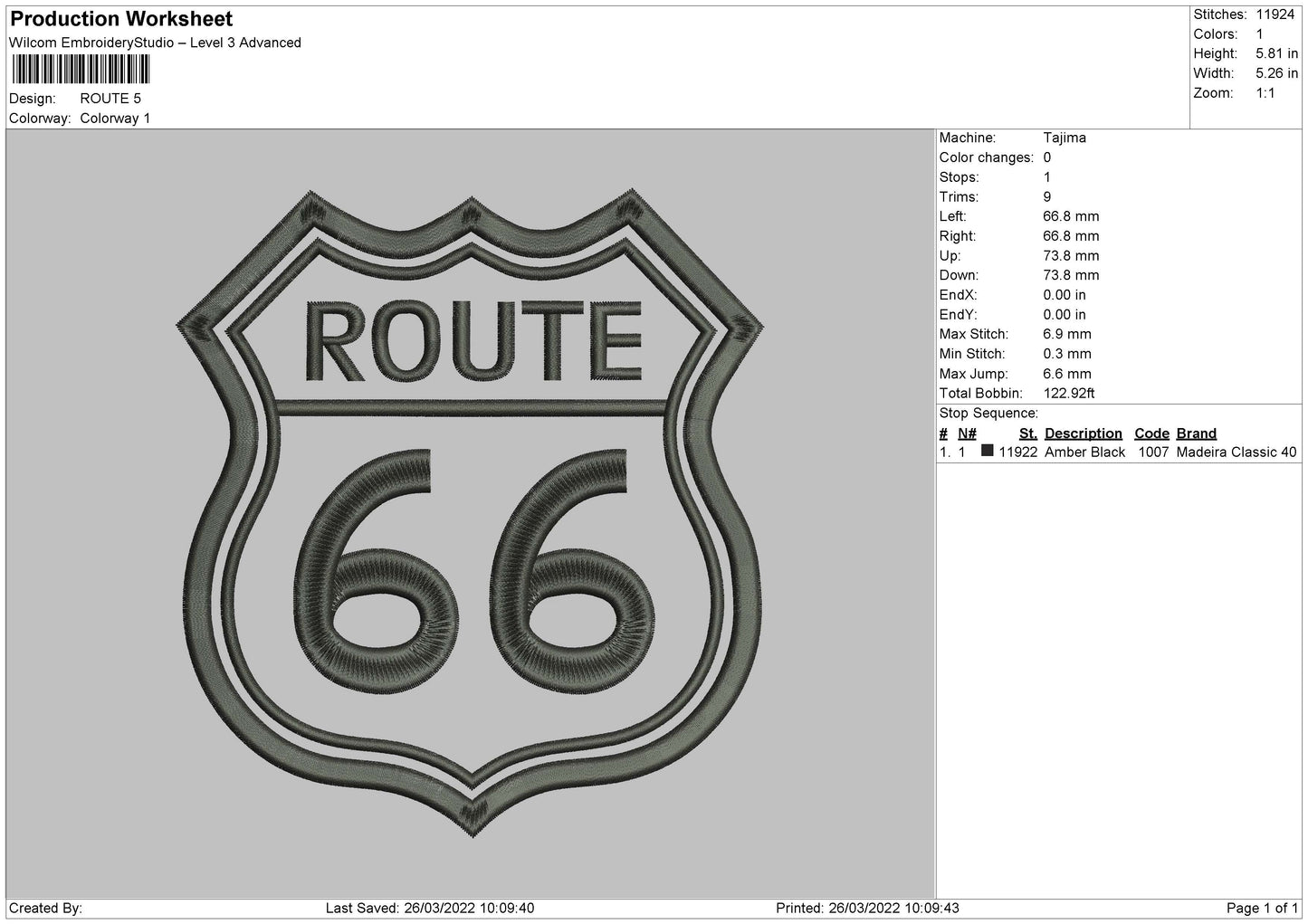 Route Embroidery File 4 size