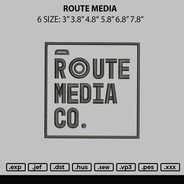 Route Media Embroidery File 6 sizes