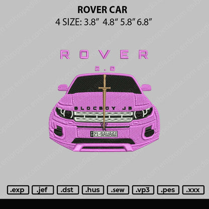Rover Car Embroidery File 4 size