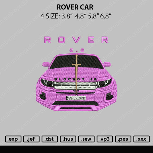 Rover Car Embroidery File 4 size