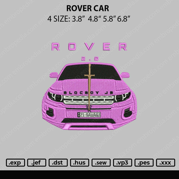 Rover Car Embroidery File 4 size