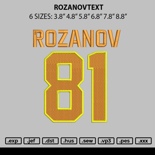 Roznovtext Embroidery File 6 sizes