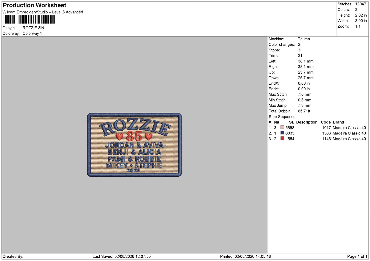 ROZZIE Embroidery Machine Design File