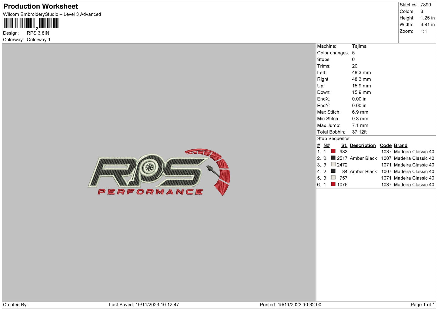 Rps Embroidery File 6 sizes