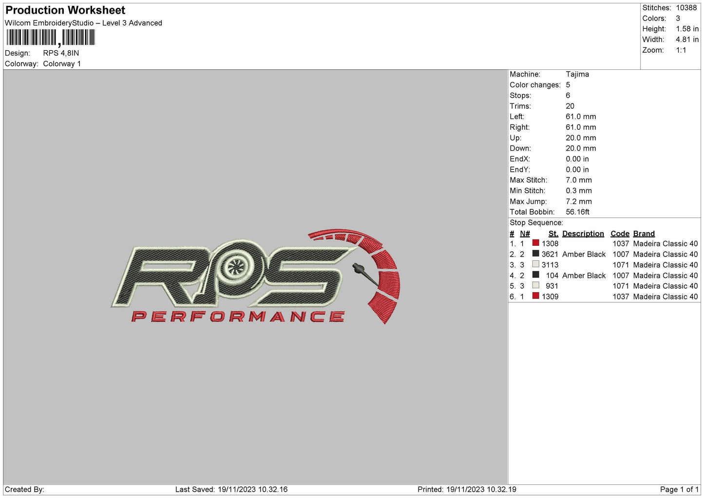 Rps Embroidery File 6 sizes