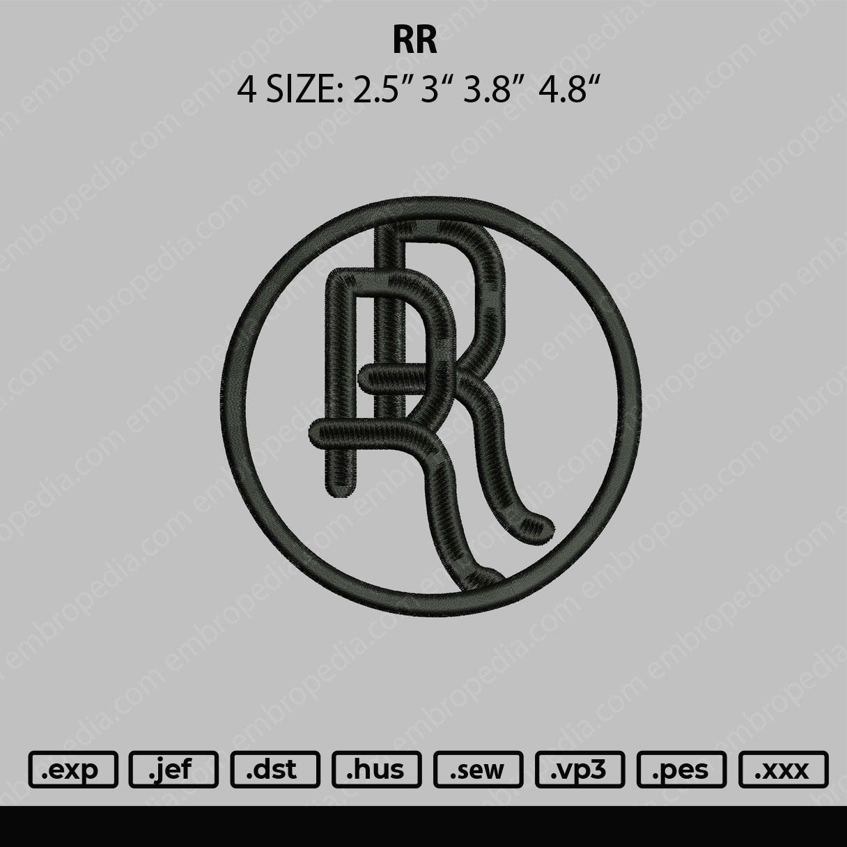 RR Embroidery File 4 size
