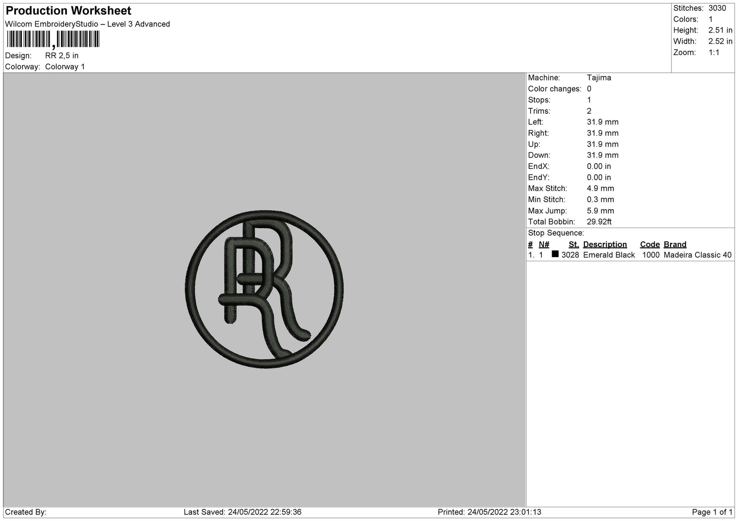 RR Embroidery File 4 size