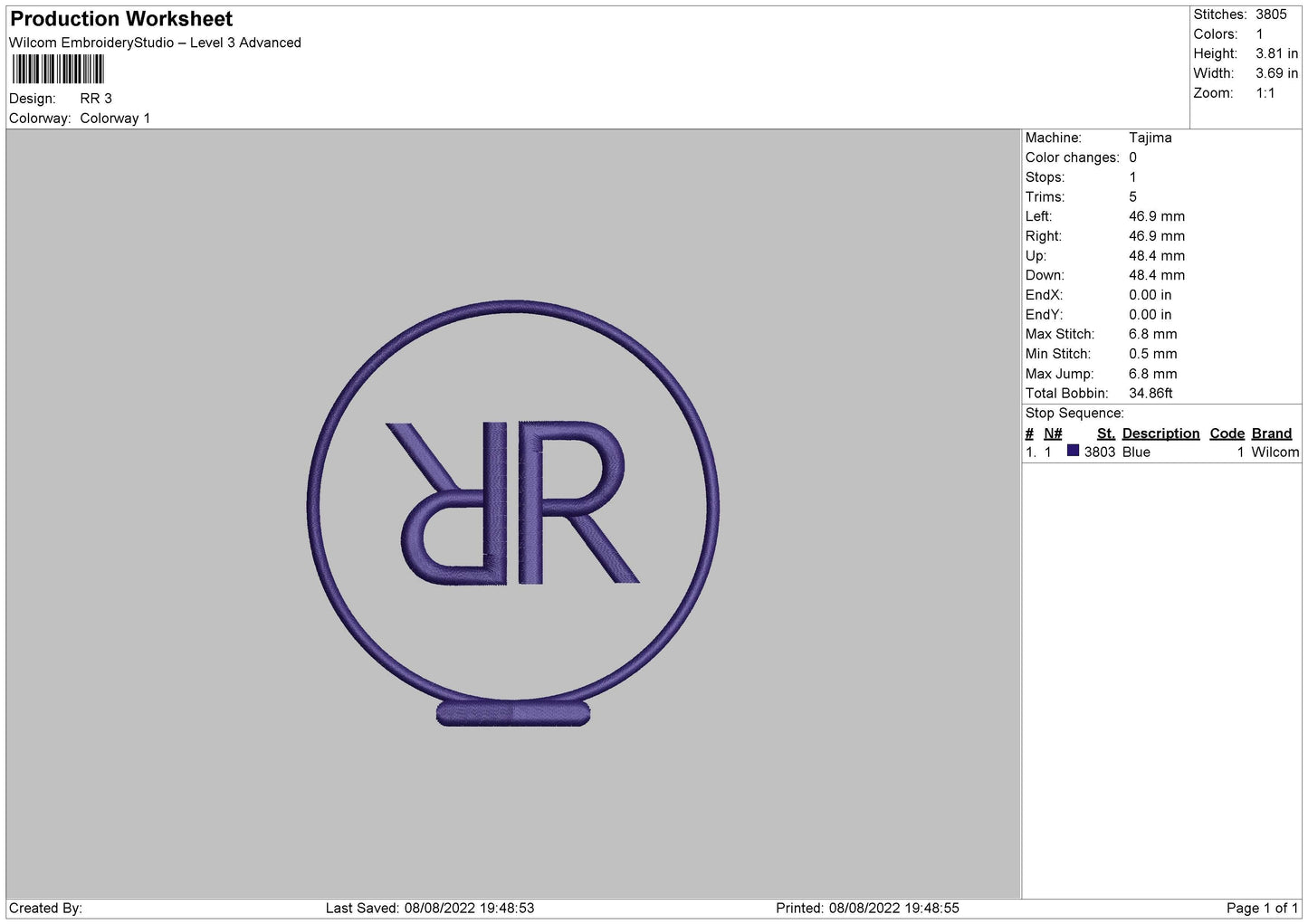 RR Embroidery File 6 sizes