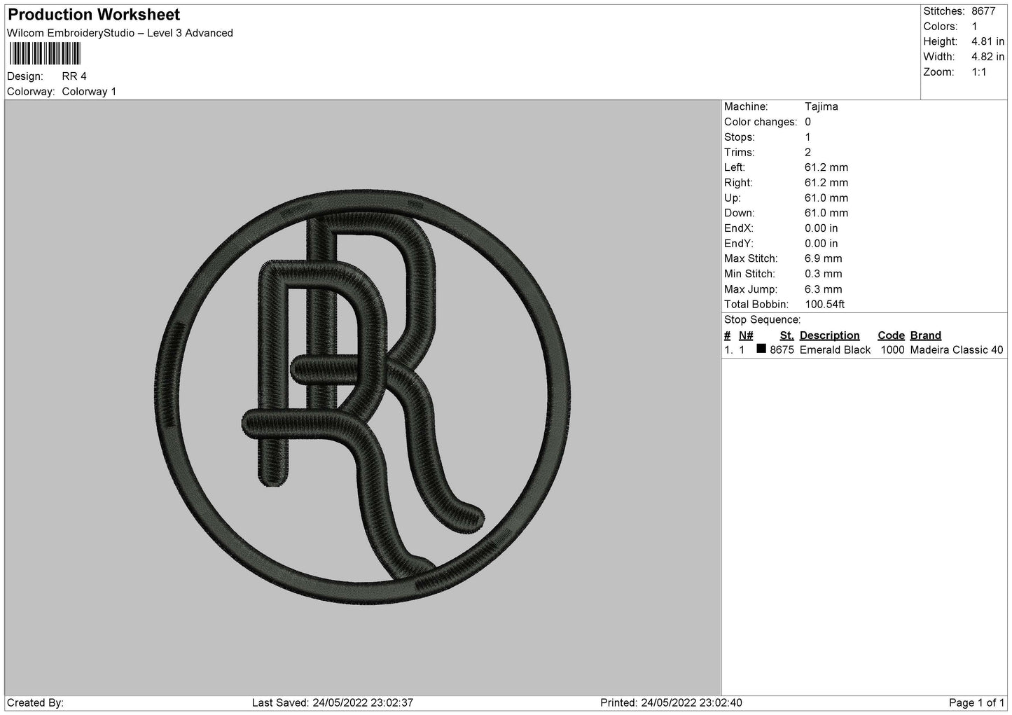RR Embroidery File 4 size