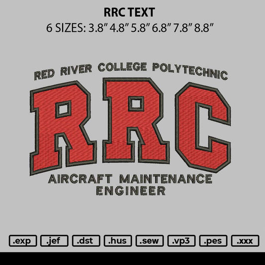 Rrc text Embroidery File 6 sizes