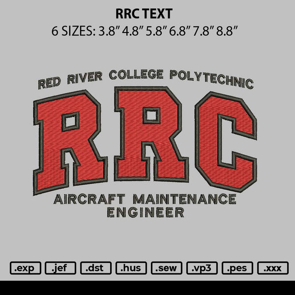 Rrc text Embroidery File 6 sizes