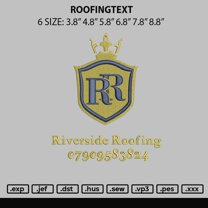Roofingtext Embroidery File 6 sizes