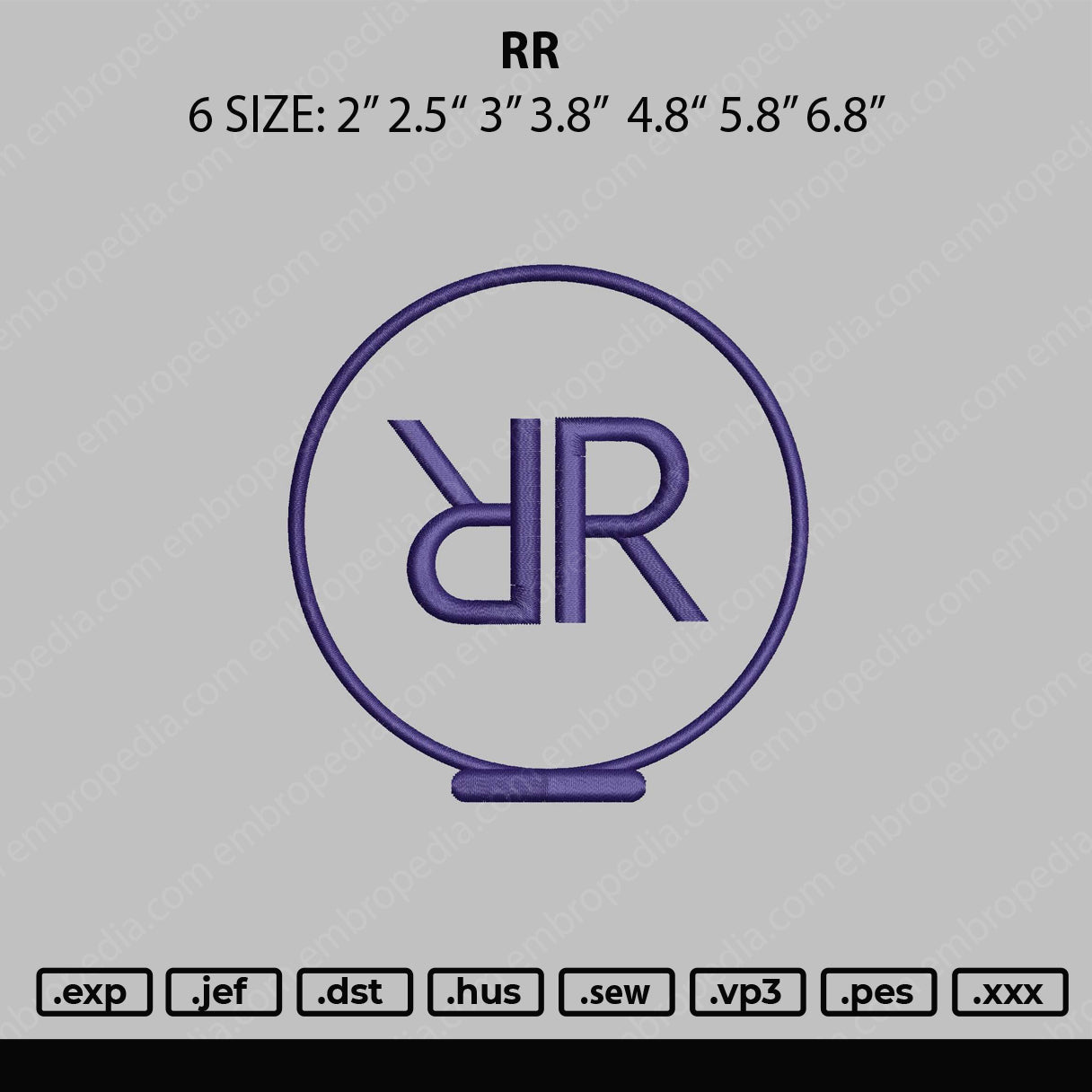 RR Embroidery File 6 sizes