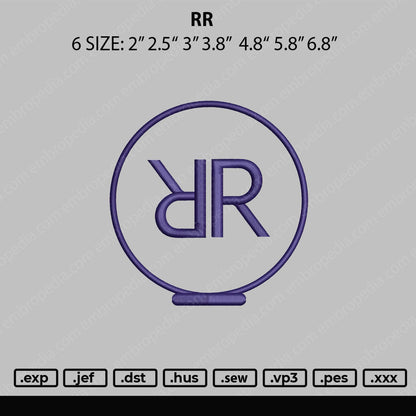 RR Embroidery File 6 sizes