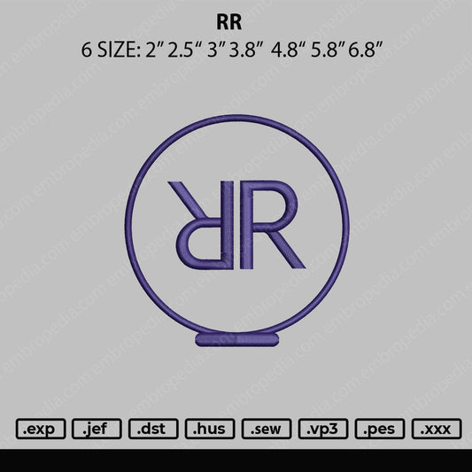 RR Embroidery File 6 sizes