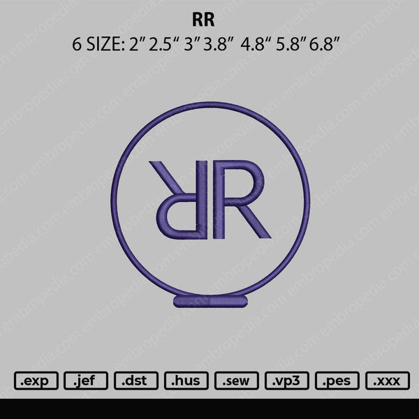 RR Embroidery File 6 sizes