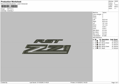 Rst Text Embroidery Machine Design File 6 sizes