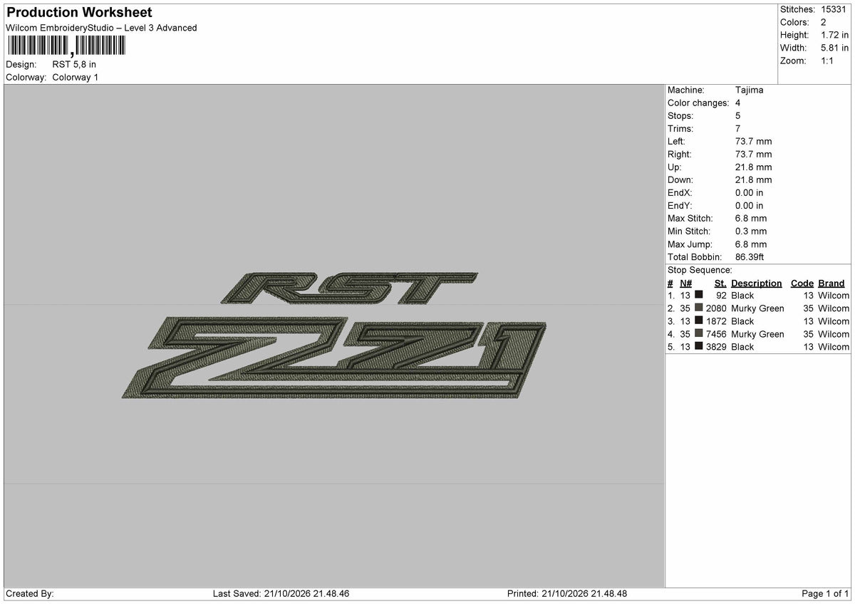 Rst Text Embroidery Machine Design File 6 sizes