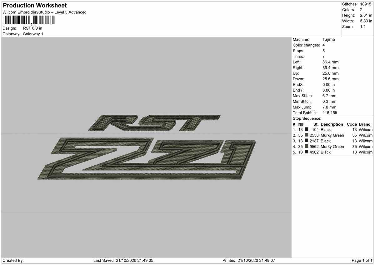 Rst Text Embroidery Machine Design File 6 sizes