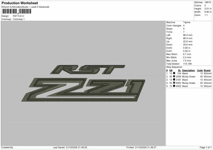 Rst Text Embroidery Machine Design File 6 sizes