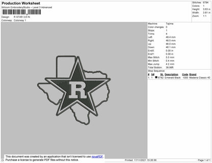R Star Embroidery File 4 size