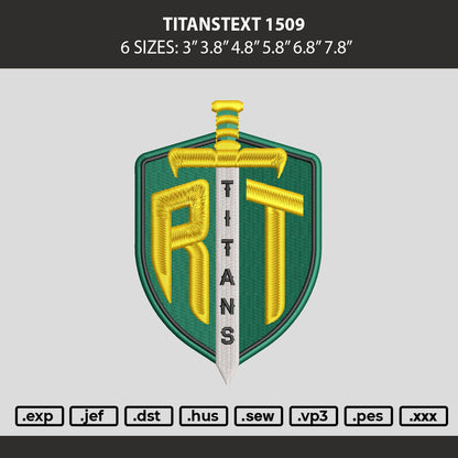 Titanstext 1509 Embroidery Machine Design File 6 sizes