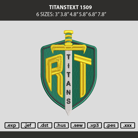 Titanstext 1509 Embroidery Machine Design File 6 sizes