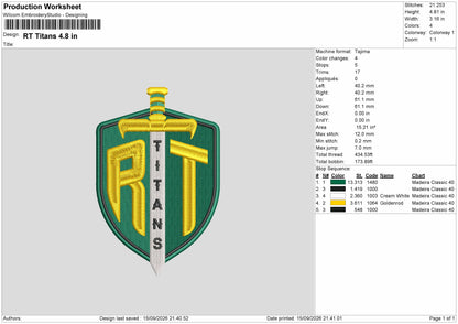 Titanstext 1509 Embroidery Machine Design File 6 sizes