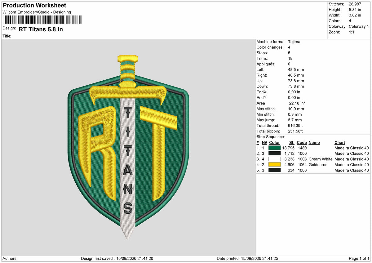 Titanstext 1509 Embroidery Machine Design File 6 sizes