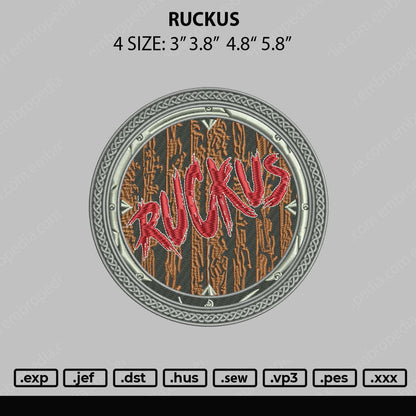 Ruckus Embroidery File 4 size
