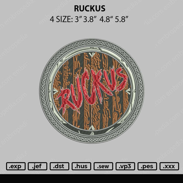 Ruckus Embroidery File 4 size