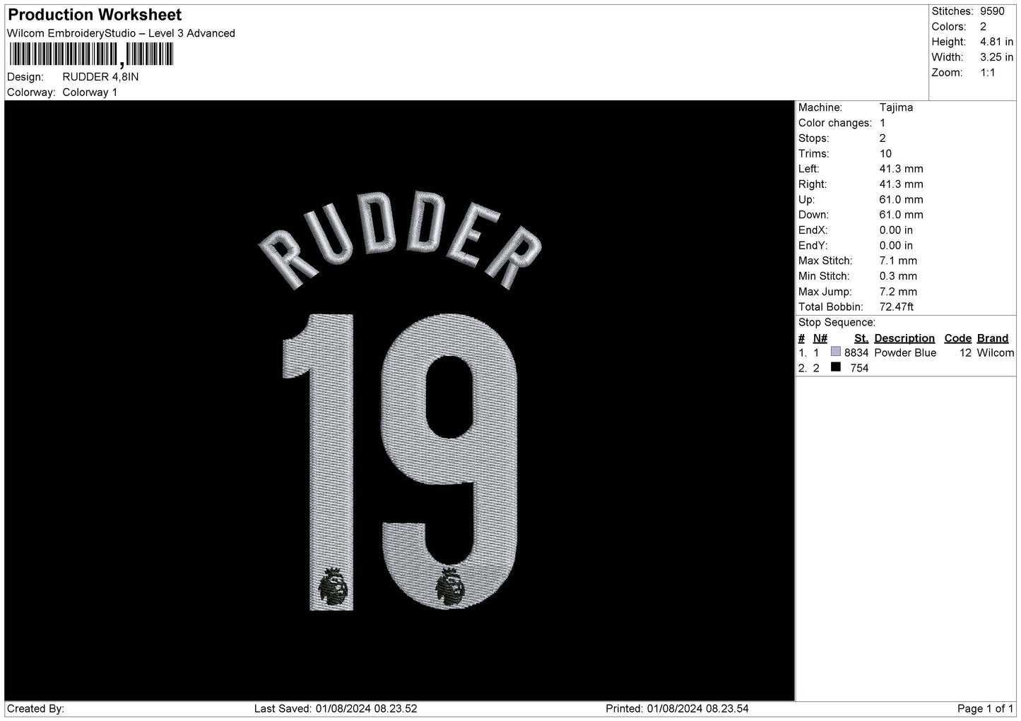 Rudder 19 Embroidery File 6 sizes