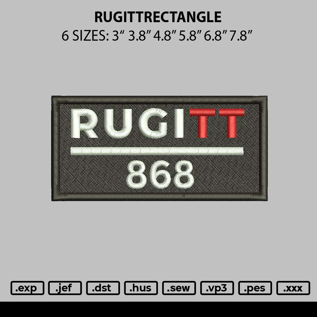 Ruggittrectangle Embroidery File 6 sizes
