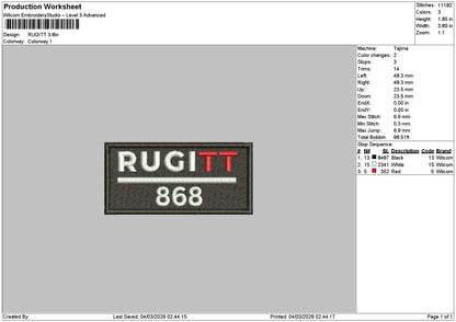 Ruggittrectangle Embroidery File 6 sizes