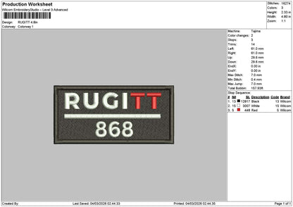Ruggittrectangle Embroidery File 6 sizes